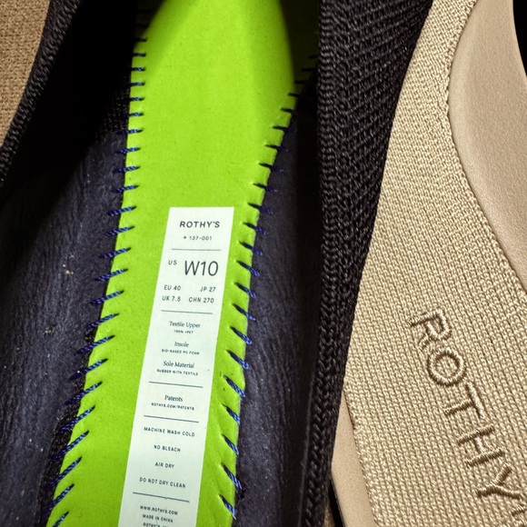 Rothy's Almond Demi Slip On Flats, Black Size 10 - Picture 5 of 5